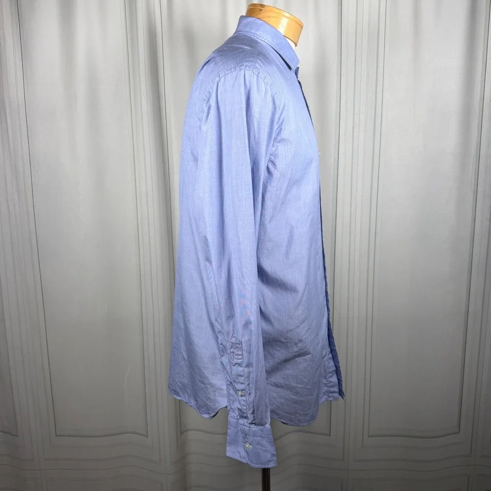 J.Crew Ludlow Mens Large Dress Shirt Light Blue 120's 2-Ply Cotton Long Sleeve